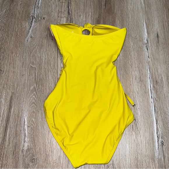 Kate Spade New York Women’s Solids Bandeau Halter One Piece Raisin Lemon Cake XS - Picture 5 of 9